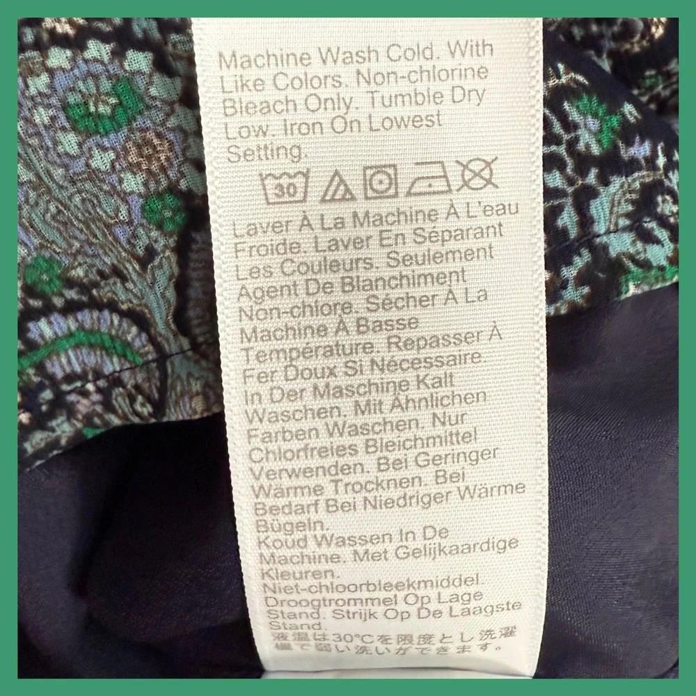 J.‎ Crew Paisley Blouse XXS Long Sleeve Mock Neck Women's Top
